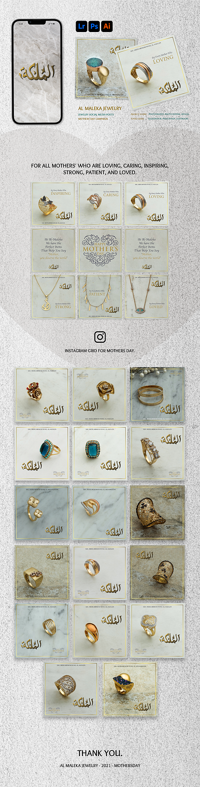 AL MALEKA JEWELRY MOTHERS DAY 2021 SOCIAL MEDIA POSTS color adjustment color correction graphic design jewelry photography photography product photography social media posts