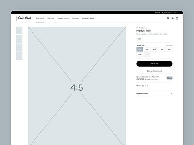 Owen Scott | Website Wireframe - Product Page ecommerce high fidelity high fidelity wireframe owen scott product page shopify wireframe