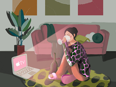 evening to yourself advertising advertising illustration aesthetic atmosphere character evening girl home hügge illustration lifestyle