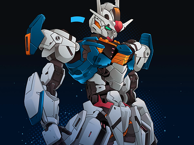 Aerial Gundam aerial gundam after effect animation blue dark galaxy graphic design gundam illustration japanese mascot mascot character mascot design mecha motion graphics particles robot ui