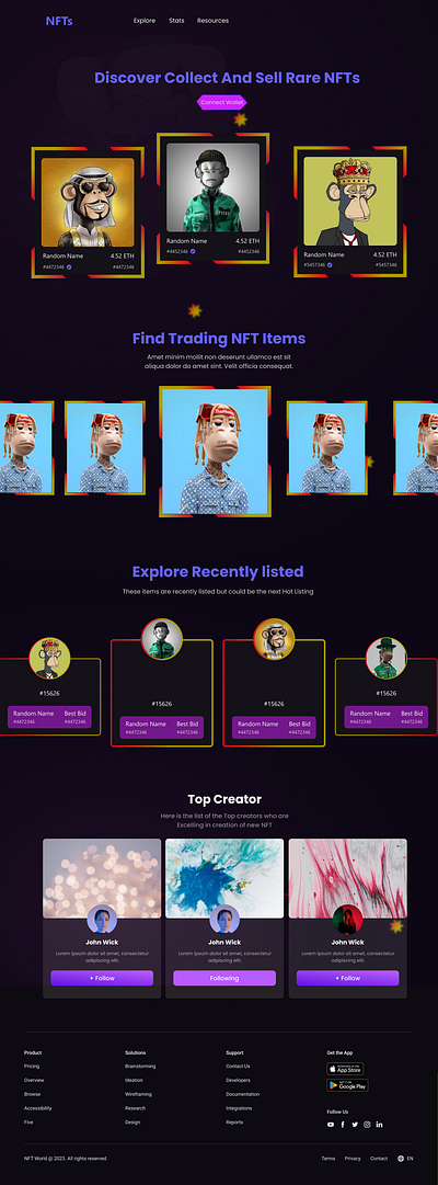 NFT landing page app branding design figma landing page nft nft website nft website design ui user interface