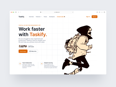 Hero section for a Task management software app redesign landing page product design software task manegement ui user experience designer ux website design