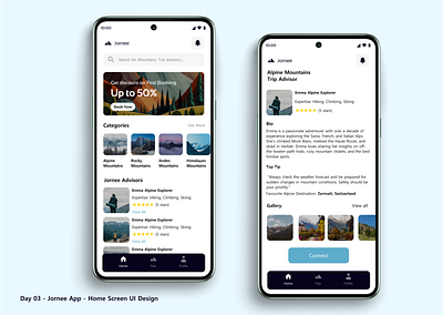 Day 03- Jornee App Home Page UI Design design figma home page jornee app home page ui design travel app ui