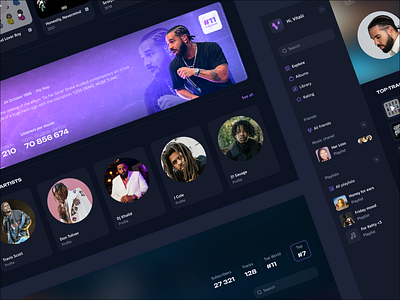 SOCIAL MUSIC STREAMING - ARTIST PAGE - App app artist drake music ui ux