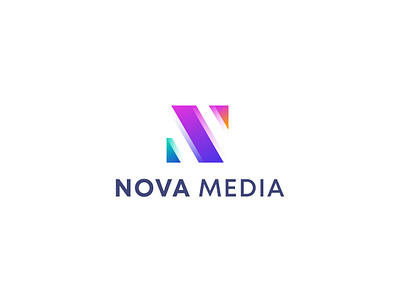 Nova Media branding clean geometric gradient logo modern simple trendy vibrant