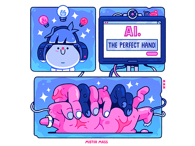 The Perfect Hand. 2d ai cartoon character characterdesign comic computer funny hand hands illustration illustrator pink
