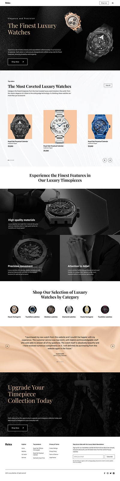 Relex - Luxury Watch Store luxury store design luxury store theme design luxury watch store unique ui ux watch store theme