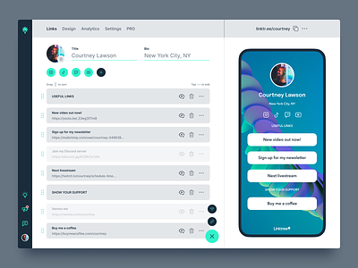 Linktree Dashboard Concept app concept dashboard design figma link in bio links linktree minimal product design profile social media ui uiux ux website