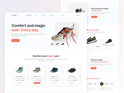 shoe shop website e commerce website fashion website landing page design shoe shop website