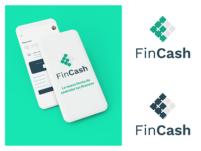 Fincash - Logo and App app bank cash cashback financial app fintech fiscal green invoice logo money note receipt recovery service