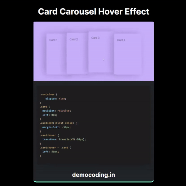 Card Carousel Hover Effects animation branding coding css design frontend html illustration logo ui