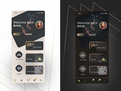 Dark and light theme / UI mobile aarhus dark and light theme dark theme denmark design design system employees fitness app gym app light theme mobile ui sport app ui user users