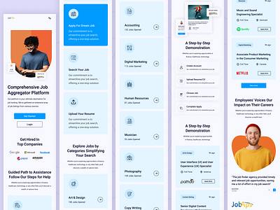 Job Finding Website Mobile Responsive android branding career field design dream job dreamy job search ios job finding landing job finding website job search landing page minimal mobile version responsive search your job select job ui user friendly ux website
