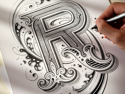 Letter R calligraphy design hand lettering lettering logo logotype type typography