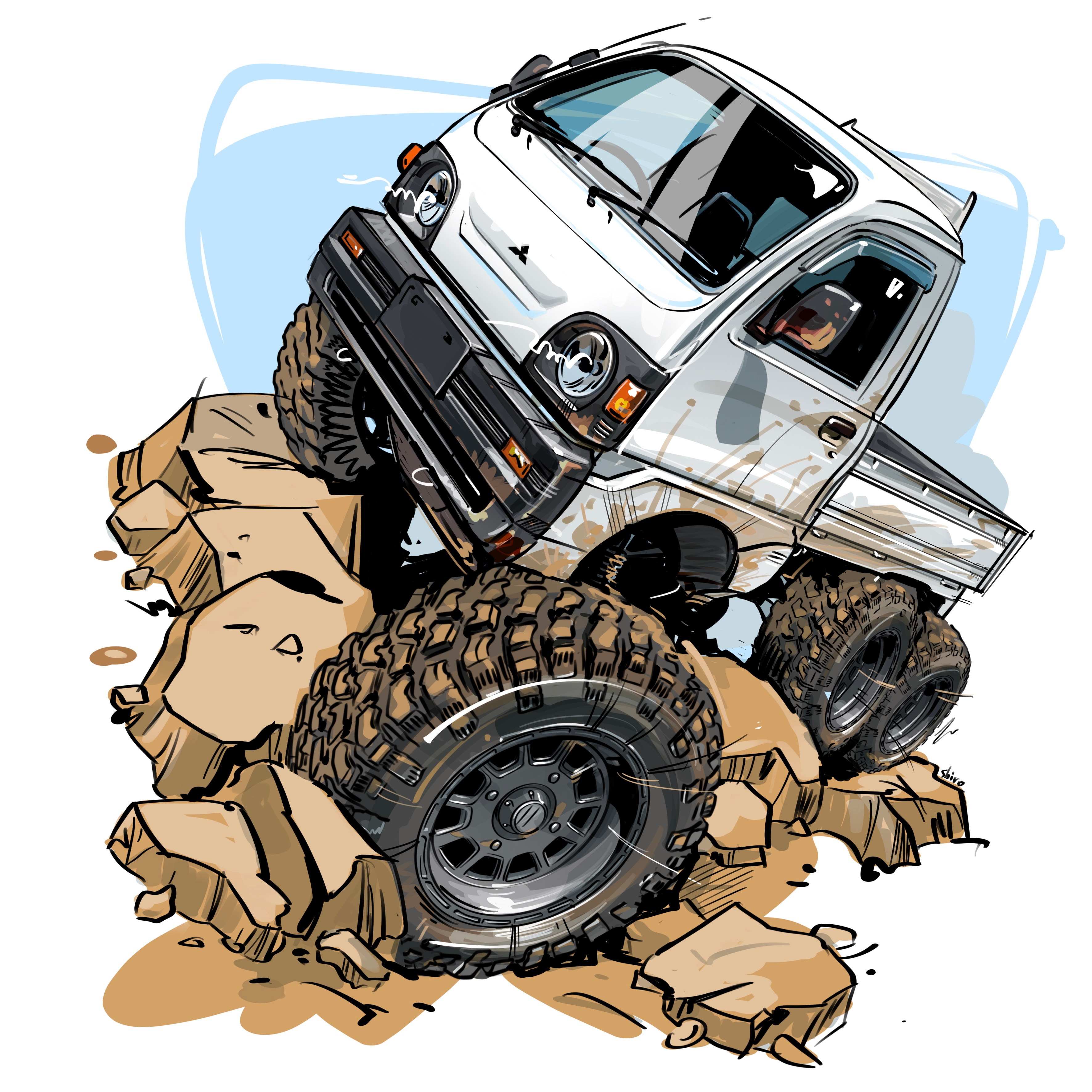 Kei truck 6x6 6x6 adventure auto car cartoon ditry japan jdm offroad shirokov nick shirooo sport travel truck