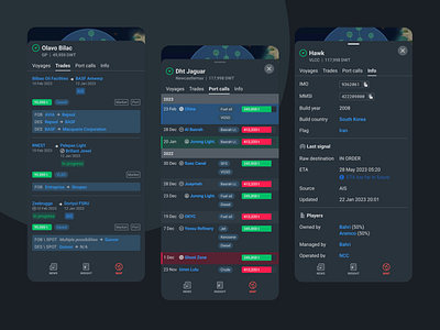 Mobile app - vessel trades, port calls, info