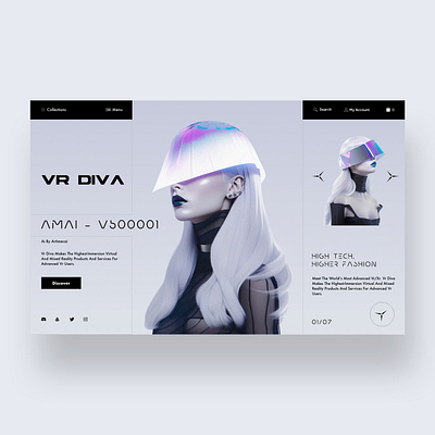 VR Diva Web Ui Design Concept ai artificial intelligence design fashion tech graphic design high tech photography tech ui ui design ux ux design vr web design