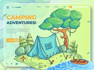 Camping Website UI Illustration bookillustration camping website childernbookillustration conceptart digitalart illustration landingpageillustration ui ui design ui illustration webillustration website landing page website ui illustration