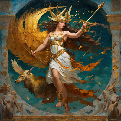 Artemis, Greek goddess of fleet-footed of the hunt. graphic design