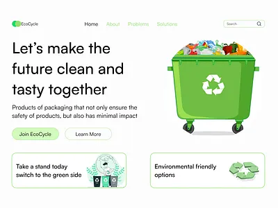 EcoCycle- Eco Packaging and Recycle Landing Page design eco environment ui uidesign uiuxdesign uxdesign website