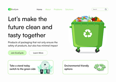 EcoCycle- Eco Packaging and Recycle Landing Page design eco environment ui uidesign uiuxdesign uxdesign website