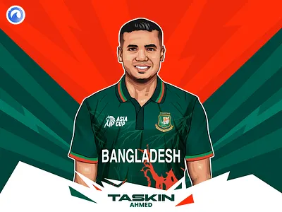 Portrait illustration - Taskin Ahmed, Bangladesh asia cup avatar avatar design bangladesh cricket bcb bowler caricature crickets digital art digital artist digital illustration fast illustration portrait art portrait illustration taskin taskin ahmed vector portrait