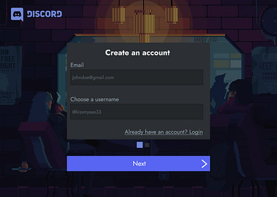 Discord Signup - Improved colors design discord dribbble figma placement practise signup page ui ui design ux website design