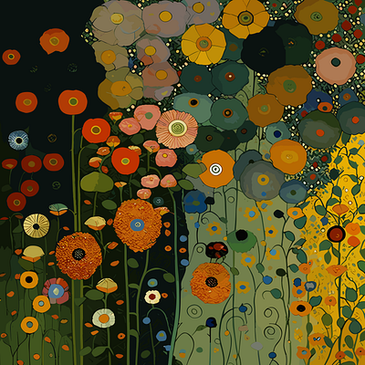 Gustav Klimt Flower Garden sun 3d animation graphic design ui
