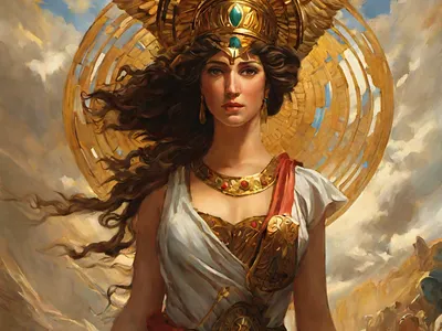 Athena, Greek goddess of wisdom, craft, and warfare. graphic design