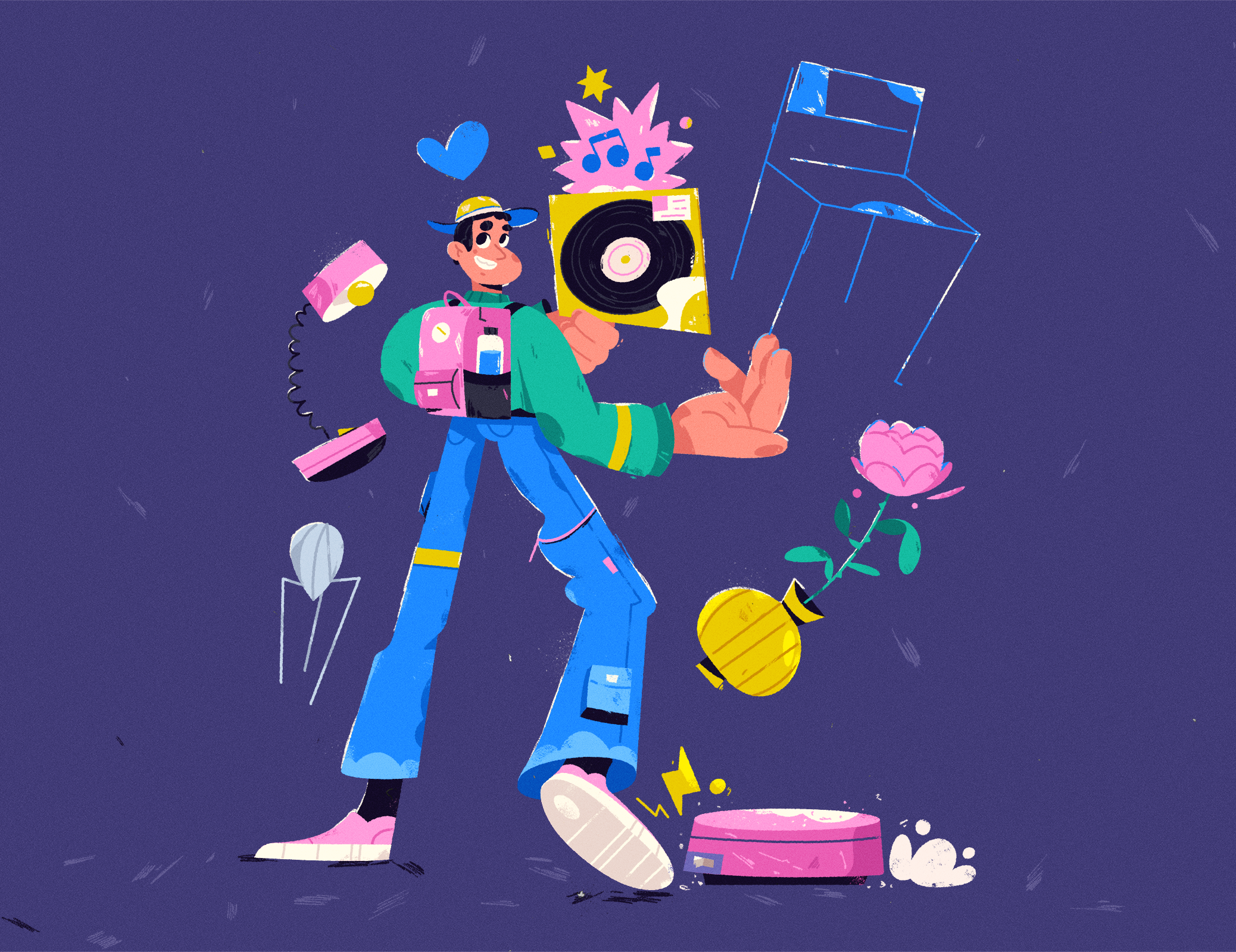 Home Stuff 2d art character design flower home house illustration illustrator vector vinyl