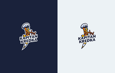 Kapitan Kredka (Captain Crayon) logo design branding cartoon character kids logo school