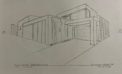 Two-point Perspective. No drawing guidance architecture