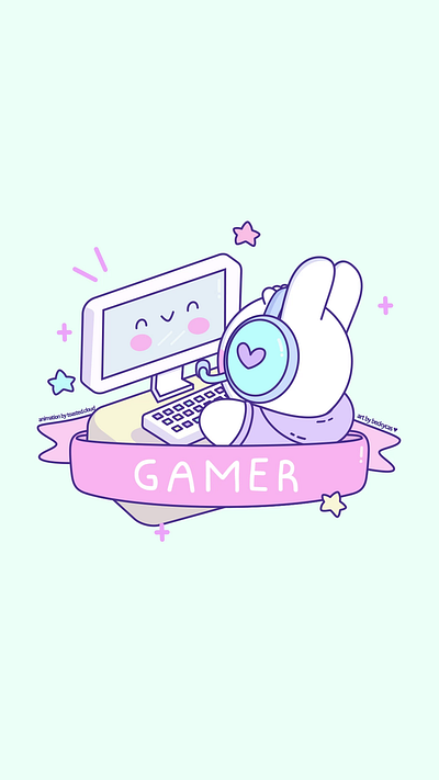 Gamer Rabbit 2d animation after effects animation cute cute animals gaming illustration motion graphics rabbit