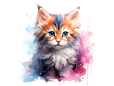 WATERCOLOR CAT art cat design illustration kitten watercolor