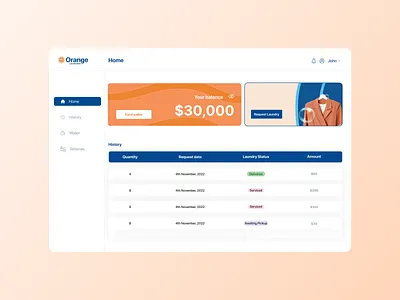 Laundry Web App Dashboard dashboard graphic design laundry laundry request ui wallet