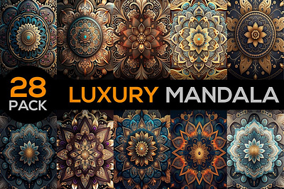 Premium Luxury Mandala Background Bundle background canva template canva video template design graphic design illustration illustrations mandala mandala background