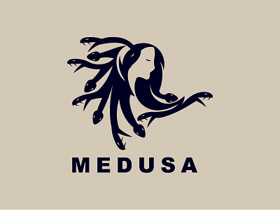 Medusa Logo 3d ancient branding character design evil face graphic design jellyfish logo medusa monster motion graphics poison snake typography ui underwater ux vector woman