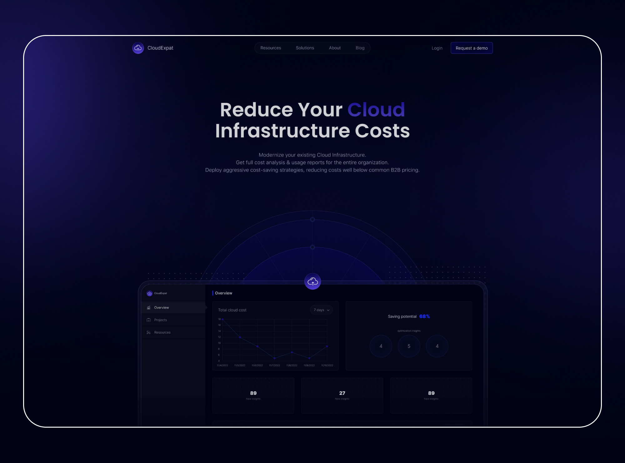 Landing page for SaaS platform - Cloud Infrastructure application clean cloud dark mode dark theme dark website dashboard data database features iaas infrastructure inspiration landing page saas saas platform security solutions testimonials web app