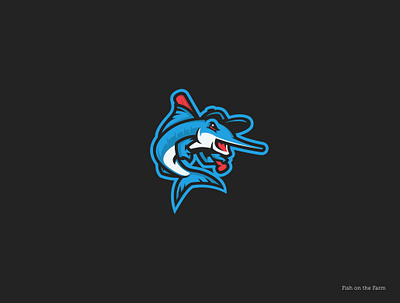 Fish on the Farm baseball logo graphic design illustration logo design sports branding typography vector