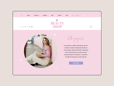 Beauty Website Design brand branding font logo pink template typography user experience user interface ux design video visual identity website website design wix wix website template