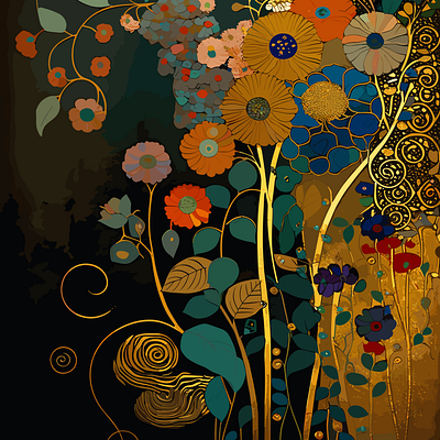 Gustav Klimt Flower Garden sun 3d animation graphic design motion graphics ui