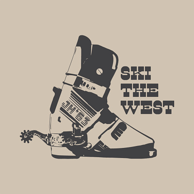 Ski The West boot cowboy graphic design logo ski ski boot snow spur west