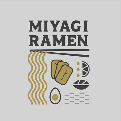 Miyagi Ramen carry out food graphic design logo noodles ramen simple take out vector