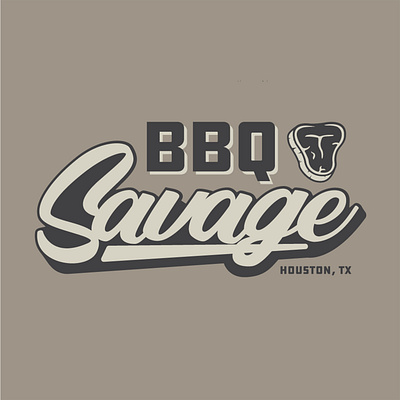 Savage BBQ barbecue bbq graphic design grill houston logo meat savage script steak texas tx vector