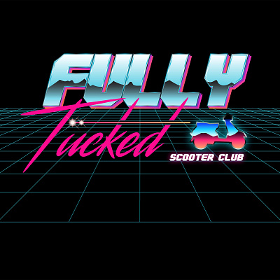 Fully Tucked Scooter Club 80s chrome club graphic design grid neon retro scooter tech