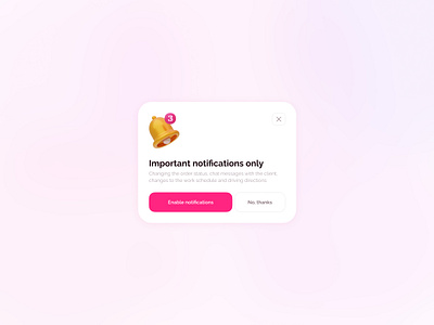 3D Bell. Notification pop-up 3d 3d icon 3d notification 3d pop up bell blender card cute cute 3d notification pink pop up ui