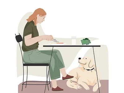 Diet app illos II app character design graphic illustration mobile pastel people pets vector woman