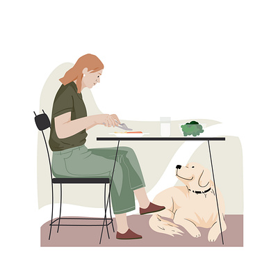 Diet app illos II app character design graphic illustration mobile pastel people pets vector woman
