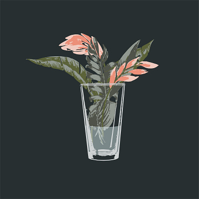 Casual Vase floral flower glass graphic design illustration leaf leaves pint glass plant tropical vase