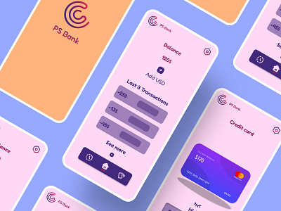 PS Bank animation application bank bank app banking card credit card design figma transaction ui uiux ux web design